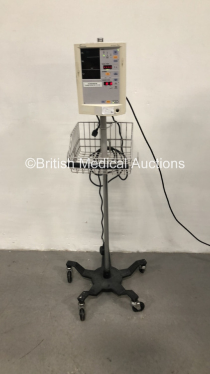Datascope Accutorr Plus Vital Signs Monitor on Stand (Powers Up - Missing Insert on Front)
