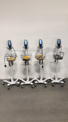 4 x Welch Allyn SPOT Vital Signs Monitors on Stands (All Power Up)