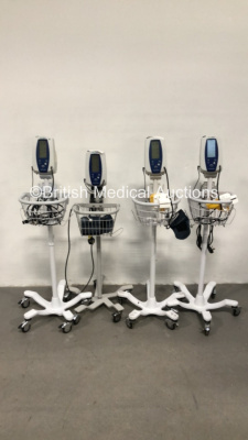 4 x Welch Allyn SPOT Vital Signs Monitors on Stands (All Power Up)