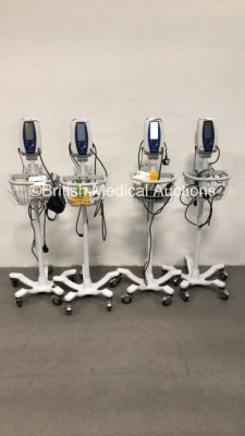 4 x Welch Allyn SPOT Vital Signs Monitors on Stands (All Power Up)