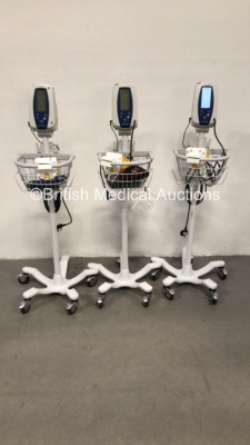 3 x Welch Allyn SPOT Vital Signs Monitors on Stands (All Power Up)