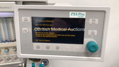 Datex-Ohmeda Aestiva/5 Anaesthesia Machine with Datex-Ohmeda Aestiva 7900 SmartVent Software Version 4.8 PSVPro, Bellows, Absorber and Hoses (Powers Up) - 2