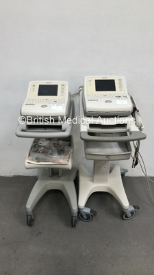 2 x Philips PageWriter Trim III ECG Machines on Stand with 10 Lead ECG Leads (Both Power UP - Both Missing Buttons - Damaged) *S/N FS094427 / FS0094562*