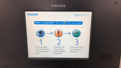 Philips PageWriter TC20 ECG Machine on Trolley with 10 Lead ECG Leads (Powers Up) *S/N CNN1508005* - 2