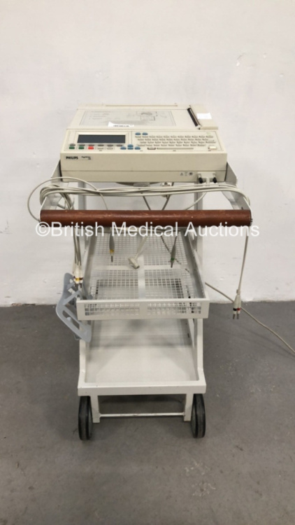 Philips PageWriter 200 ECG Machine on Trolley with 10 Lead ECG Leads (Powers Up) *S/N CND4941746*