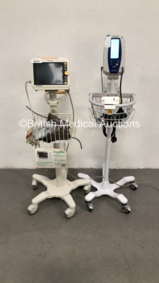 1 x Welch Allyn SPOT Vital Signs Monitor on Stand with BP Hose and Cuff (Powers Up) and 1 x Philips SureSigns VM4 Patient Monitor on Stand with ECG, SPO2 and BP Options (No Power)