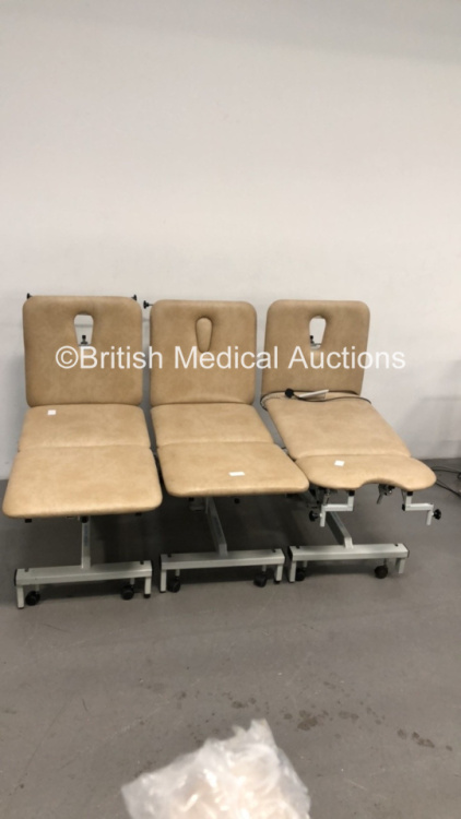 1 x Plinth 2000 Electric Patient Examination Couch with Controller (Powers Up - Tested Working) and 2 x Plinth 2000 Hydraulic Patient Examination Couches (Hydraulics Tested Working) *S/N 503HW27012611 / 503WHZ20712610*