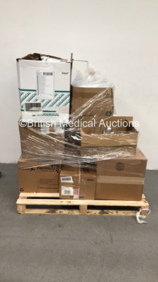 Pallet of Mixed Consumables Including Stryker TransPort Cannulas, Halyard Microcuff Endotracheal Tubes and Regulators (Pallet Not Included)