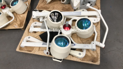 4 x Brandon Medical Triple Ceiling Mounted Operating Lights with 2 x Base Units and Arms (1 x Glass Cover Missing) *S/N NA* - 2