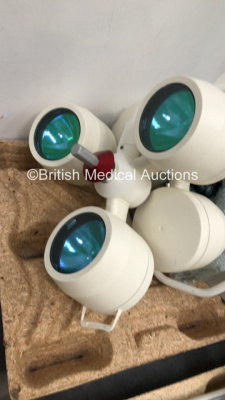 4 x Brandon Medical Triple Ceiling Mounted Operating Lights with 2 x Base Units and Arms (1 x Glass Cover Missing) *S/N NA* - 6