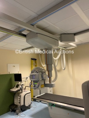 Kodak DR7500 DR X-Ray System Including Varian X-Ray Tube (2016) and Tube Housing, Overhead Tube Crane, Ceiling Runners, System Cabinets, Software and Wall Stand. The System has been Professionally Deinstalled, for Further Information Contact Glenn Adams - - 14