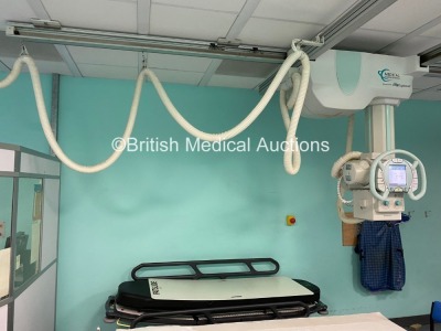 Shimadzu RadSpeed Bucky Suite (2020 Varian Tube) Complete System *Mfd - 2005*Including Patient Table, OTC, Console, Wall Stand, Cables and Ceiling Runners. The System has been Professionally Deinstalled, for Further Information Contact Glenn Adams - glenn - 11