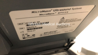 SonoSite MicroMaxx Portable Ultrasound Machine Ref P08840-20 *S/N WK05LV* **Mfd 07/2010** Boot Version 30.80.306.030 ARM Version 30.80.306.030 with 2 x Transducers / Probes (C60e/5-2 MHz Ref P07633-30 *Mfd 03/2012** ICT/8-5MHz Ref P04538-16 **Mfd 06/2013* - 10