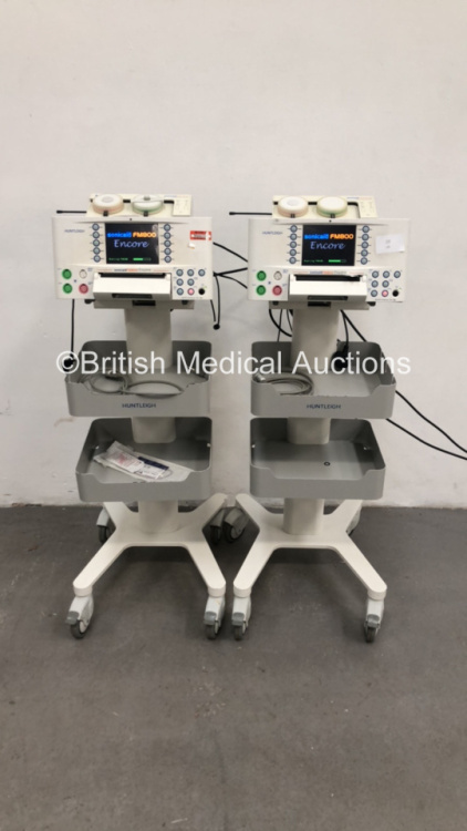 2 x Huntleigh Sonicaid Encore FM800 Encore Fetal Monitors with 2 x Freedom Wireless Transducer Docking Station with 2 x Wireless US Transducers, 2 x Toco Wireless Transducers and 2 x Finger Triggers (Both Power Up) *S/N 751CX0200300-11 / 751CX0200296-11*