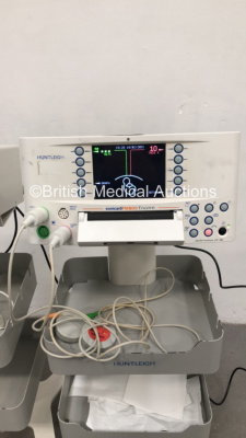 2 x Huntleigh Sonicaid Encore FM800 Encore Fetal Monitors with 2 x US Transducers and 2 x Toco Transducers (Both Power Up) *S/N 751CX0200271-10 / 751CX02000299-11* - 3