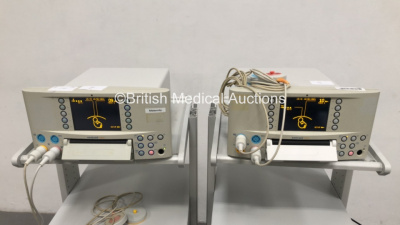 2 x Huntleigh Sonicaid FM800 Fetal Monitors on Stands with 2 x ULT Transducers and 2 x Toco Transducers (Both Power Up) *S/N 739AX0230129-07 / 739AX0230127-07* - 2