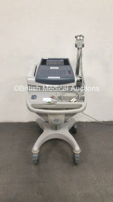 GE MAC 1600 ECG Machine Version 1.0.4 on Stand with 10 Lead ECG Leads (Powers Up) *S/N SDE12420012NA*