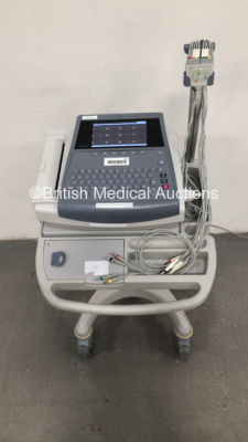 GE MAC 1600 ECG Machine Version 1.0.4 on Stand with 10 Lead ECG Leads (Powers Up) *S/N SDE12420012NA* - 2