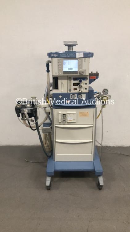 Drager Fabius Tiro Anaesthesia Machine Software Version 3.37b Total Hours Run 179630 Ventilator Hours 246 with Drager Scio Four Oxi Gas Module, Bellows and Hoses (Powers Up) *S/N ASAB-0143* **Mfd 2009**