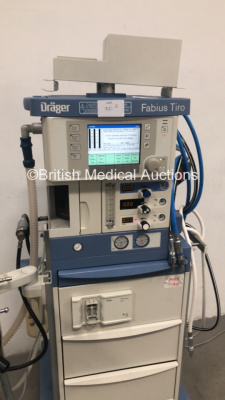 Drager Fabius Tiro Anaesthesia Machine Software Version 3.22 - Total Hours Run 40664 Ventilator Hours 489 with Drager Scio Four Oxi Gas Module, Bellows and Hoses (Powers Up) *S/N ASAD-0015* **Mfd 2009** - 5