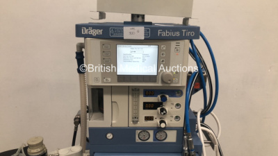 Drager Fabius Tiro Anaesthesia Machine Software Version 3.22 - Total Hours Run 40664 Ventilator Hours 489 with Drager Scio Four Oxi Gas Module, Bellows and Hoses (Powers Up) *S/N ASAD-0015* **Mfd 2009** - 7