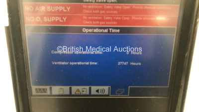 Nellcor Puritan Bennett 840 Ventilator System Software Version 4-070000-85-AN Running Hours 27747 with Fisher & Paykel MR850AEK Respiratory Humidifier on Nellcor Mobile Stand (Powers Up) * SN 07 170 90805 * - 3