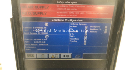 Nellcor Puritan Bennett 840 Ventilator System Software Version 4-070000-85-AN Running Hours 27747 with Fisher & Paykel MR850AEK Respiratory Humidifier on Nellcor Mobile Stand (Powers Up) * SN 07 170 90805 * - 4