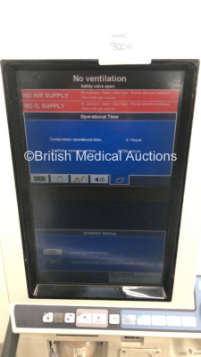 Nellcor Puritan Bennett 840 Ventilator System Software Version 4-070000-85-AN Running Hours 38708 with Armstrong Medical AquaVent Heater Humidifier on Nellcor Mobile Stand (Powers Up) * SN 07 170 90863 * - 3