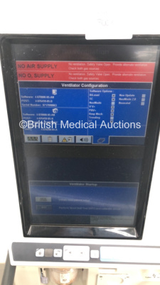 Nellcor Puritan Bennett 840 Ventilator System Software Version 4-070000-85-AN Running Hours 38708 with Armstrong Medical AquaVent Heater Humidifier on Nellcor Mobile Stand (Powers Up) * SN 07 170 90863 * - 4