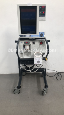 Nellcor Puritan Bennett 840 Ventilator System Software Version 4-070000-85-AN Running Hours 38240 with Armstrong Medical AquaVent Heater Humidifier on Nellcor Mobile Stand (Powers Up) * SN 07 170 90862 *