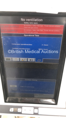 Nellcor Puritan Bennett 840 Ventilator System Software Version 4-070000-85-AN Running Hours 38916 with Armstrong Medical AquaVent Heater Humidifier on Nellcor Mobile Stand (Powers Up) * SN 07 170 90867 * - 3