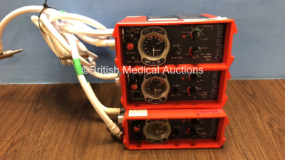 3 x Smith paraPAC 200D MRI Compatible Ventilators with 3 x Hoses *0601162 / 0601159 / 1101218*