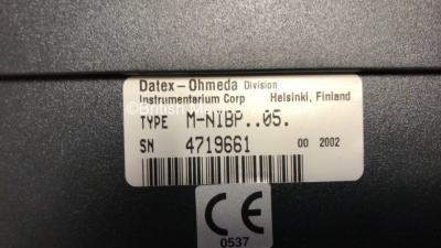 Job Lot Including 2 x M-ESTPR Module with T1,T2,ECG+Resp,P1,P2 and SpO2 Options, 3 x Datex-Ohmeda M-NIBP Modules and 1 x Blank Module *4909006 / 809360 / 4719661 / 4719663 / 4909154 - 6