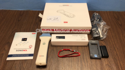 Healcerion Sonon Handheld Wireless 300L Ultrasound Imaging System *Mfd 2017* with 2 x Batteries, 1 x Battery Docking Port and Instructions in Box (Powers Up)