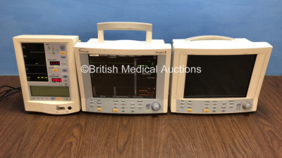 Job Lot Including 1 x Datascope Passport 2 Monitor with CO2 Exhaust, C02 Input, ECG, Sp02 and T1 Options (Powers Up) 1 x Datascope Passport 2 Monitor with ECG, Sp02 and T1 Options (Powers Up with Error) and 1 x Datascope Accutorr Plus Monitor (Powers Up)