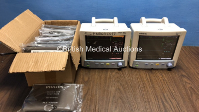 Job Lot Including 2 x Mindray Datascope Trio (Both Power Up) and Approx 20 Philips BP Comfort Care Cuffs *GL*