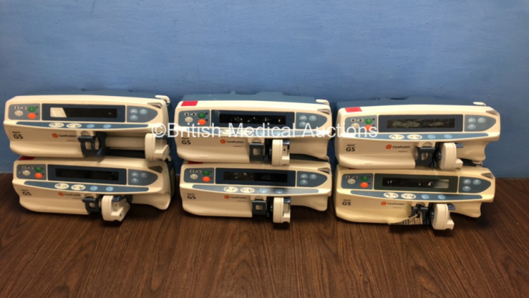 Job Lot of 6 x Carefusion Alaris GS Syringe Pumps (All Draw Power) *800102127 / 8001075 / 800109800 / 8001-04546 / 800113701 / 8001-03586*