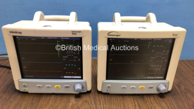 2 x Mindray / Datascope Trio Patient Monitors Including ECG, SpO2, NIBP, IBP1 and T1 Options (Both Power Up) *MCMC20267-K7 / MC10111E0*