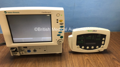 1 x Datex Ohmeda Cardiocap/5 Anesthesia Monitor Including ECG, SpO2, NIBP, Spirometry, T1 and D-fend Water Trap Options (Powers Up with Error and Missing Dial) and 1 x Welch Allyn 53N00 Monitor *4002263 / JA034447*