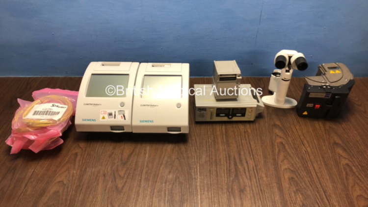 Mixed Lot Including 2 x Siemens Clinitek Status+ Analysers, 1 x Nellcor N-550 Oximeter, 1 x Zeiss 1277-220 Lamp, and 1 x Agilent Printer Module *4011A94500 / P1020605226*