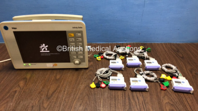 Job Lot Including 6 x Fukuda Denshi LX-7120 ECG and Respiration Transmitters and 1 x Drager Infinity Patient Monitor *6001222583 / 500000974 / 50000976 / 500001058 / 500001059 / 50000975 / 50001060*