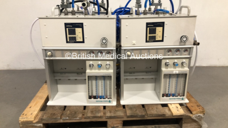 2 x Datex-Ohmeda Aestiva/5 Wall Mounted Induction Anaesthesia Machines with Hoses * On Pallet *