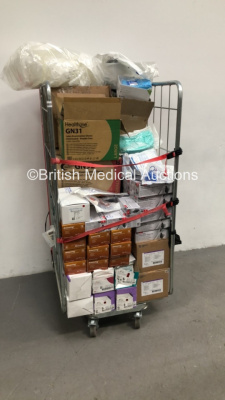 Large Cage of Consumables Including Approx 40 x Boxes of Newton/Aurelia Powder Free Examination Gloves,Carefusion Alaris Products Infusion Sets and Pennine Rectal Tubes (Cage Not Included)