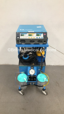 Covidien Force FX-8CS Electrosurgical/Diathermy Unit with 1 x Dual Footswitch,1 x Bipolar Dome Footswitch on Suction Trolley with 2 x Suction Cups (Powers Up) * SN S3K10987AX * * Mfd 2013 *