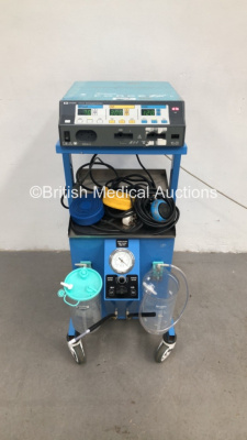 Valleylab Force FX-8CS Electrosurgical/Diathermy Unit with 1 x Dual Footswitch,1 x Bipolar Dome Footswitch on Suction Trolley with 2 x Suction Cups (Powers Up) * SN SF8A01144A * * Mfd 2008 *