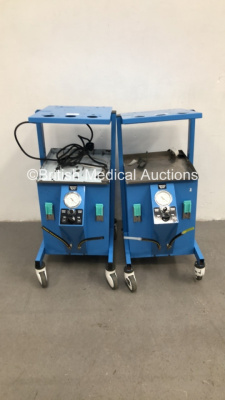 2 x Diathermy/Electrosurgical Unit Suction Trolleys (1 x Damaged Wheel-See Photos)