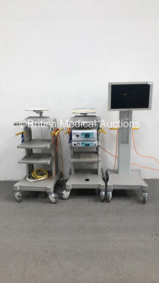 3 x Imotech Medical Stack Trolleys Including Sony LCD Monitor,Fujinon System 4400 Light Source Unit,Fujinon System 4400 Processor HD and Fujinon Keyboard (Powers Up-Missing Back Panel-See Photo) * SN 3008448 / 1S088A463 / 1V492A463 / 137649 *