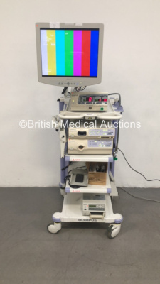 Olympus Stack System Including Sony LCD Monitor,Olympus UHI-3 Insufflator,Olympus Evis Exera II CV-180 Processor,Olympus Evis Exera II CLV-180 Light Source/Processor,Olympus MH-317 Footswitch and Sony Color Video Printer (Powers Up) * Asset No FS 0106259