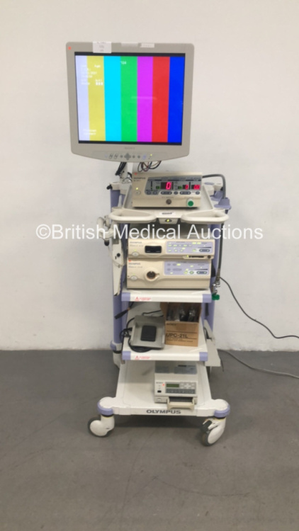 Olympus Stack System Including Sony LCD Monitor,Olympus UHI-3 Insufflator,Olympus Evis Exera II CV-180 Processor,Olympus Evis Exera II CLV-180 Light Source/Processor,Olympus MH-317 Footswitch and Sony Color Video Printer (Powers Up) * Asset No FS 0106259