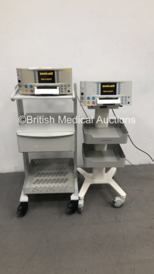 2 x Huntleigh SonicAid FM800 Fetal Monitors on Stands (Both Power Up) * SN 739FX0200121-08 / 739FX0200130-08 *